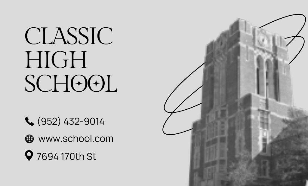 Advertisement for Classical High School Business Card 91x55mm – шаблон для дизайну