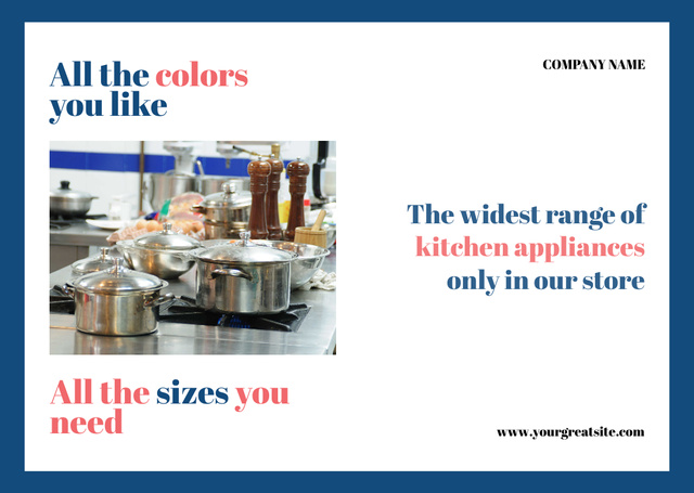 Designvorlage High Quality Kitchenware Outlet Store Ad für Flyer A6 Horizontal