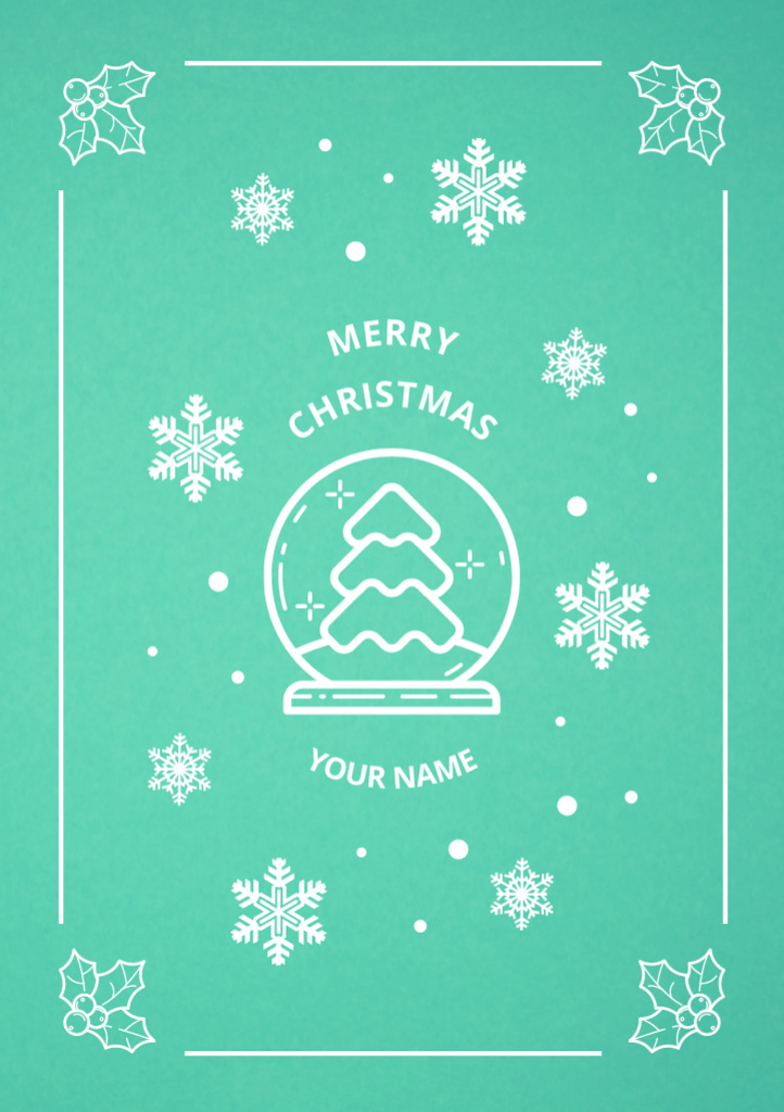 Christmas Greeting with Tree Outline Postcard A5 Vertical Design Template