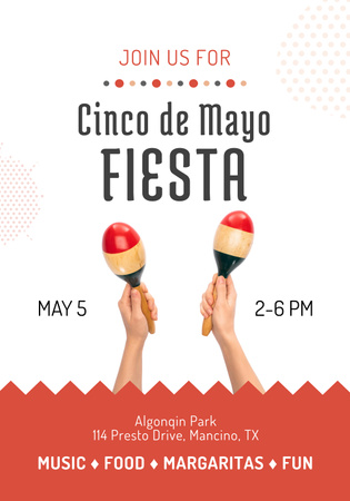 Cinco de Mayo Invitation with Maracas Poster 28x40in Design Template