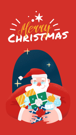 Designvorlage weihnachtsgruß mit dem niedlichen weihnachtsmann für Instagram Story
