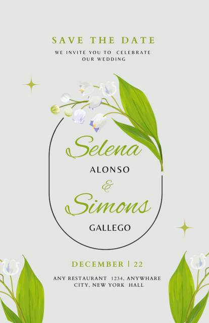 Wedding Event Announcement with Lilies of the Valley Invitation 5.5x8.5in Modelo de Design