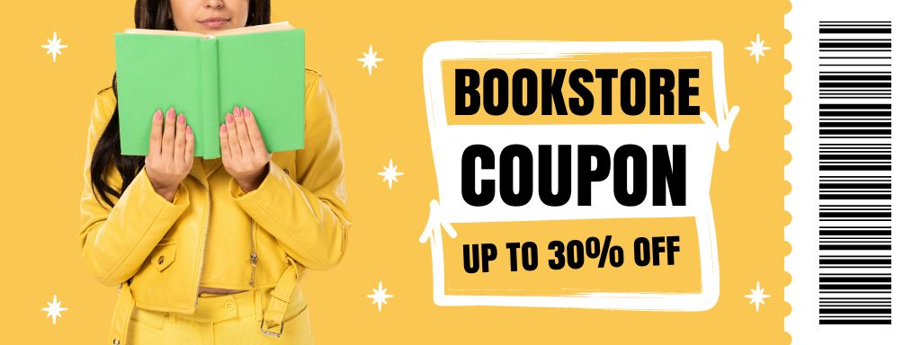 Ontwerpsjabloon van Coupon van Sale Offer by Bookstore