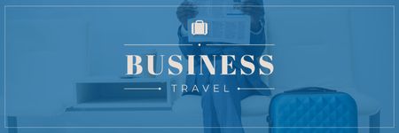Businessman with Travelling Suitcase Twitter Modelo de Design