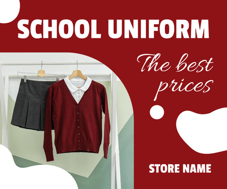 Modèle de visuel Offre spéciale de rentrée scolaire pour l'uniforme en rouge - Large Rectangle