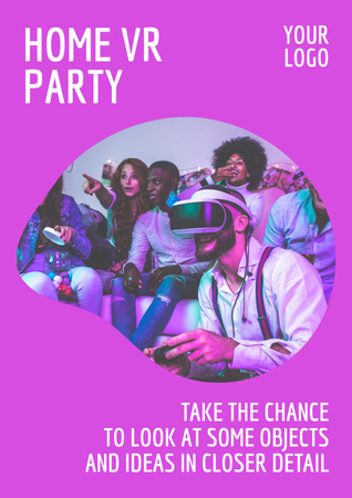 Platilla de diseño Virtual Party Announcement Poster