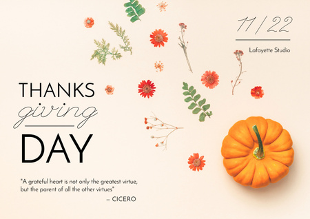 Platilla de diseño Thanksgiving Holiday Feast with Orange Pumpkin Poster A2 Horizontal