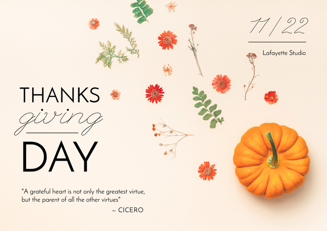 Thanksgiving Holiday Feast with Orange Pumpkin Poster A2 Horizontalデザインテンプレート