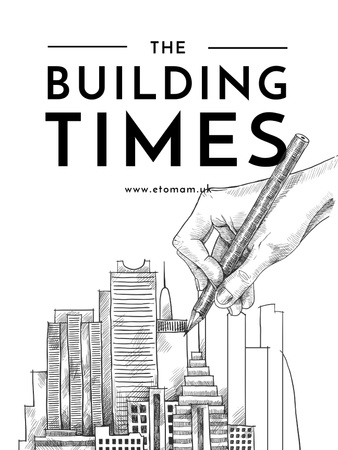 Drawing Buildings illustration Poster US Design Template