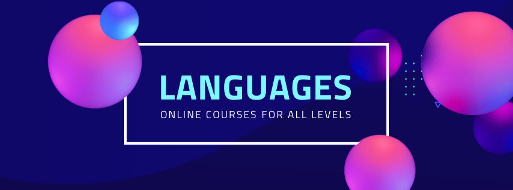 Online Languages Courses Ad Facebook cover Design Template