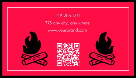 Fireplaces Services on Red and Black Business Card USデザインテンプレート