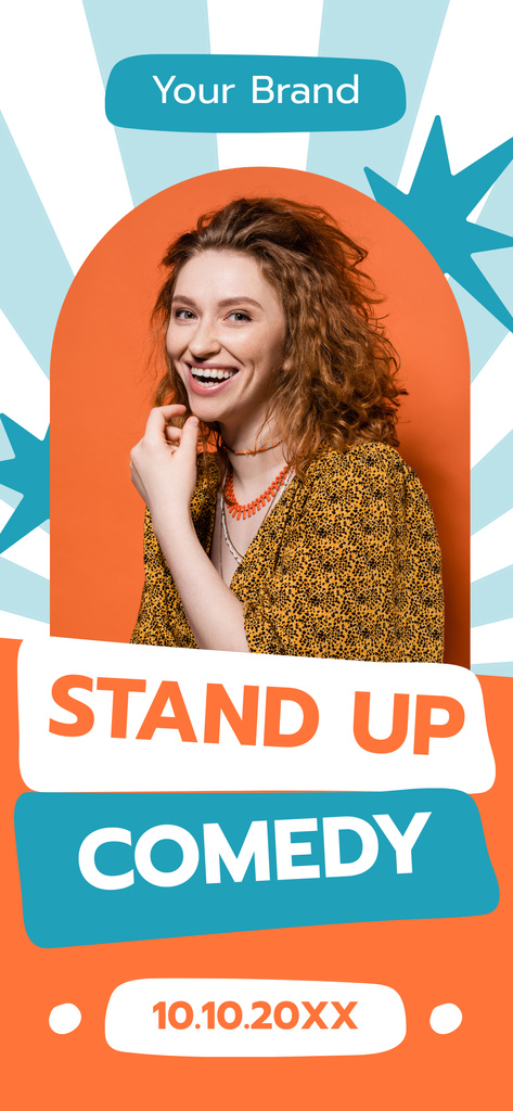 Designvorlage Stand-up Comedy Show Promo with Laughing Woman für Snapchat Geofilter
