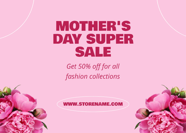Super Sale on Mother's Day Postcard 5x7in Design Template