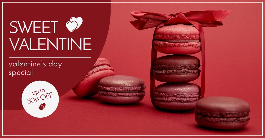 Valentine's Day Macaroon Special Discount Facebook AD Πρότυπο σχεδίασης