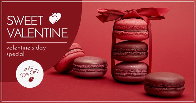 Plantilla de diseño de Valentine's Day Macaroon Special Discount Facebook AD 