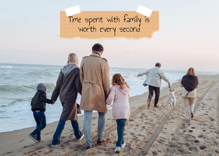 Big Happy Family on Seacoast Card Design Template