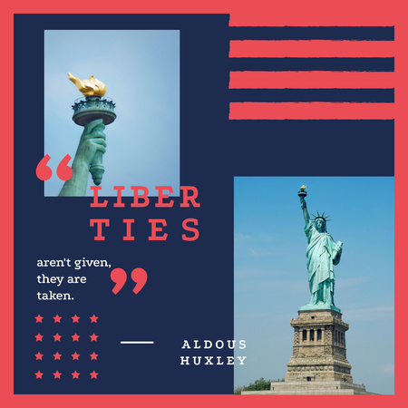 Quote with Liberty Statue view Instagram tervezősablon