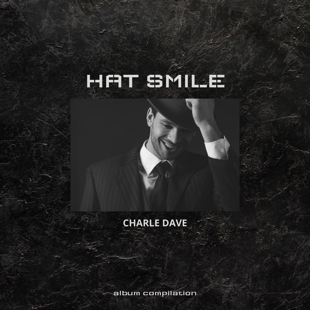 Designvorlage Handsome Smiling Man in Hat für Album Cover