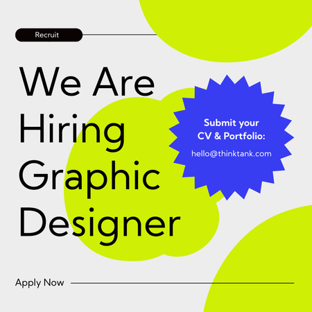 Bright Announcement of Open Job of Graphic Designer Instagram Design Template