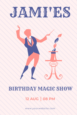 Ontwerpsjabloon van Pinterest van Announcement of Birthday Magic Party