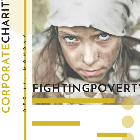 Poverty quote with child on Corporate Charity Day Instagram AD tervezősablon