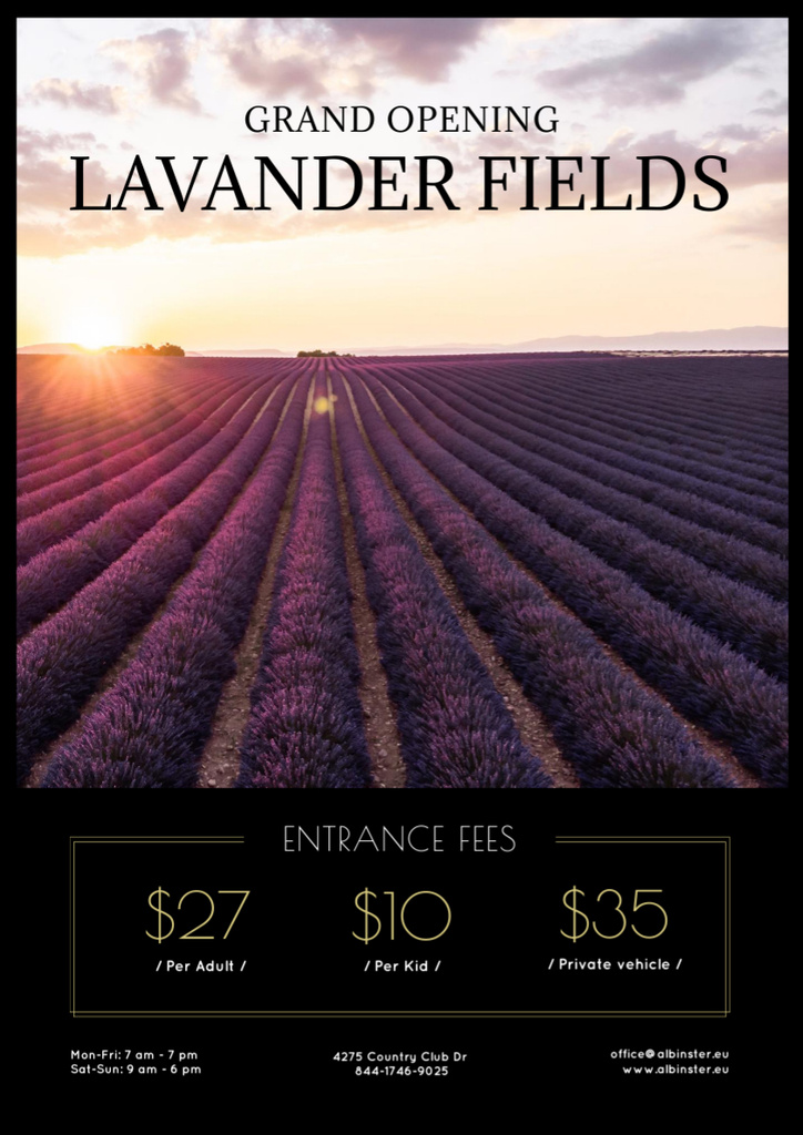 Sunset in Lavender Beautiful Field Poster A3 Design Template