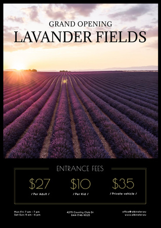 Sunset in Lavender Field Poster A3 Design Template