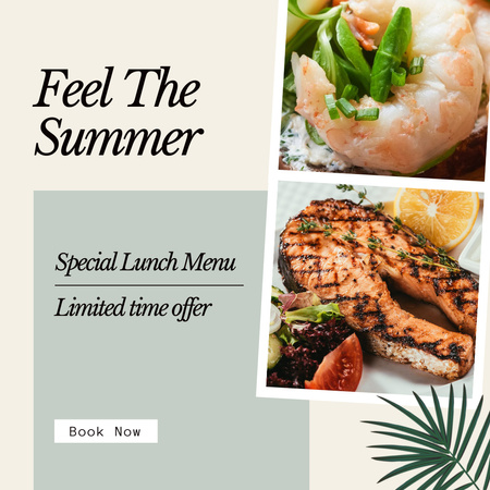 Special Lunch Menu Offer with Salmon and Shrimp Instagram Modelo de Design