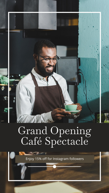 Cafe Grand Opening Spectacle Announcement Instagram Story Πρότυπο σχεδίασης
