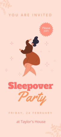 Sleepover Party at Taylor's House Invitation 9.5x21cm Design Template