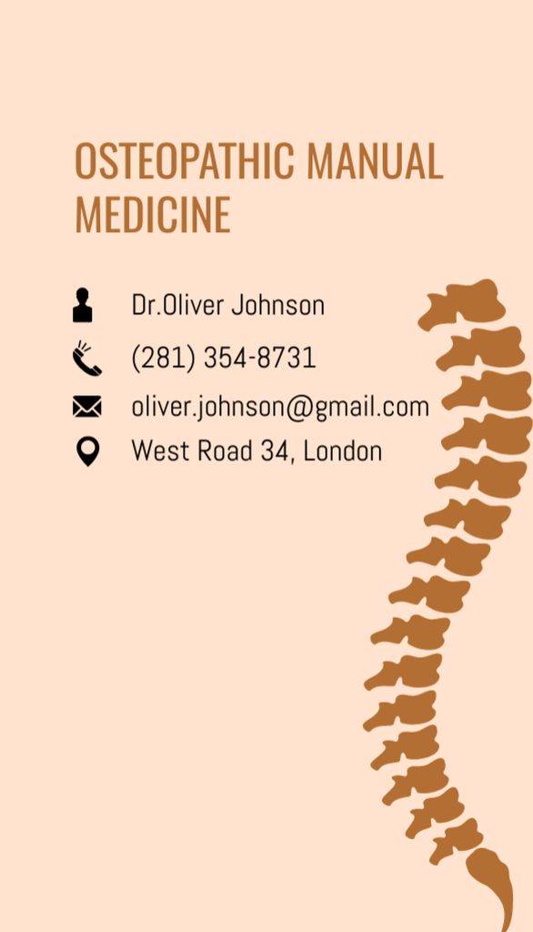 Osteopathic Manual Medicine Offer Business Card US Vertical Design Template