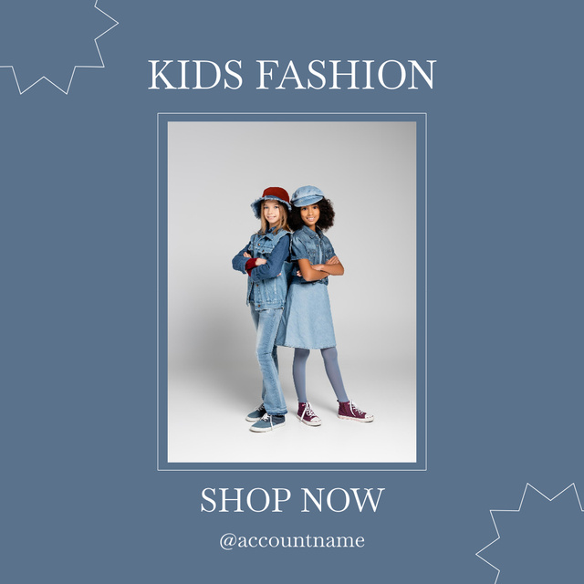 Kids Fashion Collection Announcement with Cute Children  Instagram Tasarım Şablonu