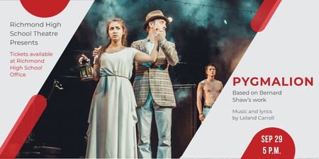 Theatre Invitation with Actors in Pygmalion Performance Twitter Design Template
