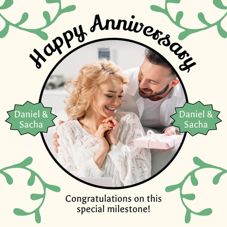 Anniversary Greetings to Man and Woman LinkedIn post Design Template