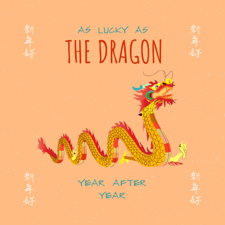 Designvorlage Chinesischer Neujahrsgruß auf Beige für Instagram