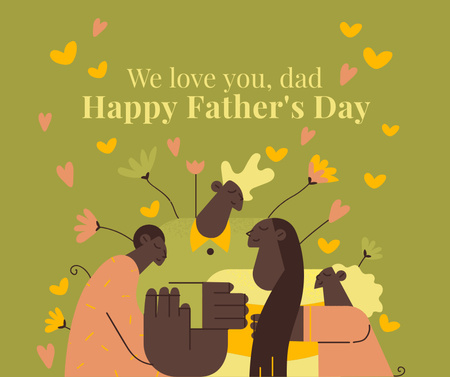 Father's Day Greeting with Celebrating Family Facebook Design Template
