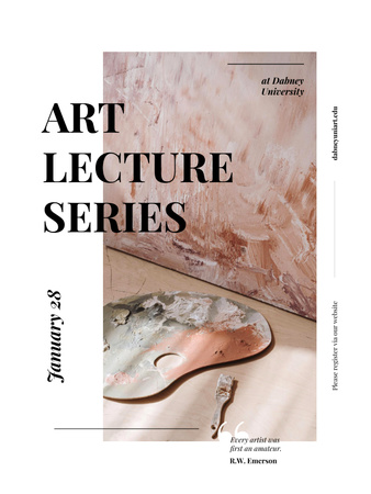 Art Lectures Announcement with Colorful Paint Pattern Poster US – шаблон для дизайну