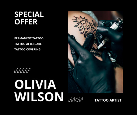 Special Offer For Permanent Tattoos With Aftercare Facebook Design Template