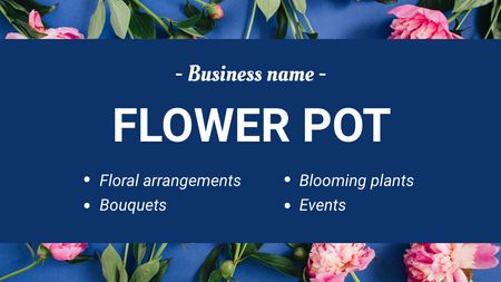 Designvorlage Floristisches Dienstleistungsangebot mit rosa Blumen für Label 3.5x2in