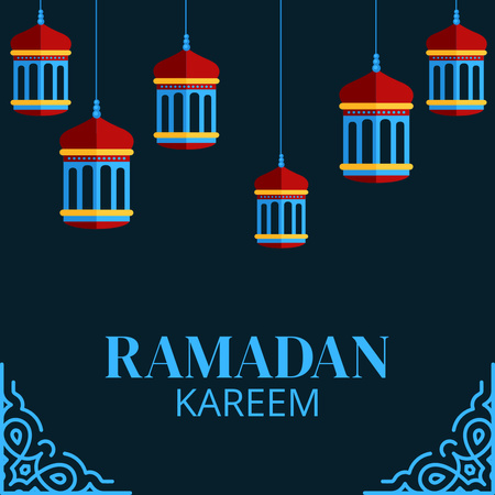 Ramadan Greeting with Lanterns Illustration Instagram Design Template