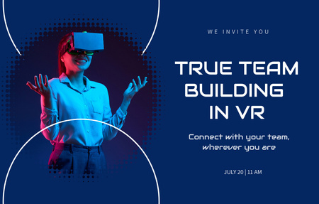 Virtual Team Building Event Announcement Invitation 4.6x7.2in Horizontal Design Template