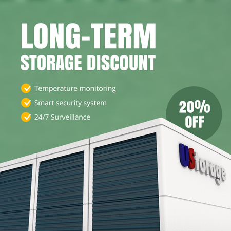 Long-term Storage Around The Clock With Discounts Offer Animated Post Design Template