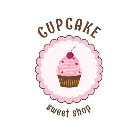 Sweet Bakery Ad with a Yummy Cupcake In White Logo Design Template