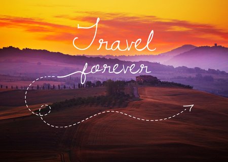 Travel quote with Foggy Valley Card Modelo de Design