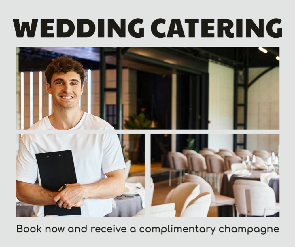 Designvorlage Wedding Catering Services with Young Staff für Facebook