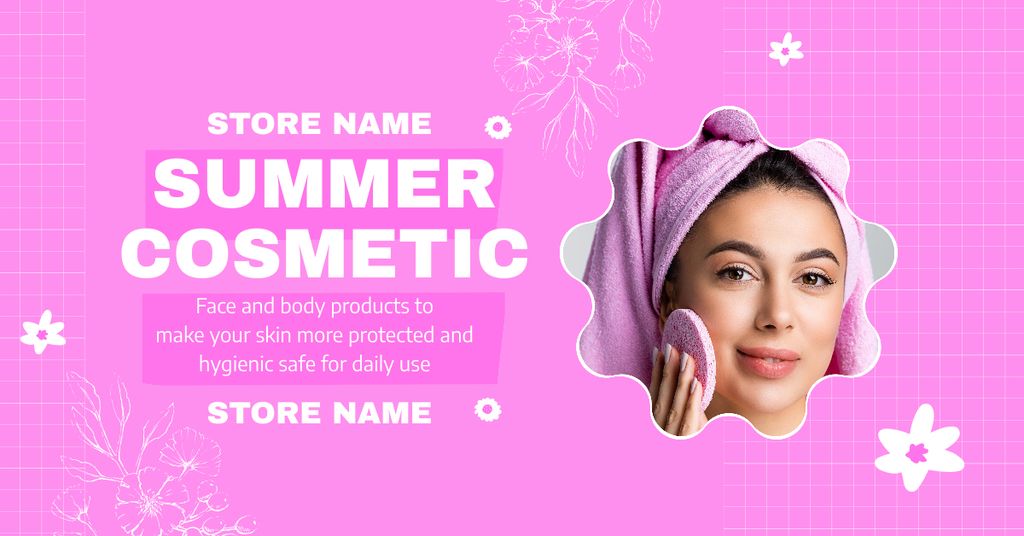 Designvorlage Summer Cosmetics and Skincare Goods für Facebook AD