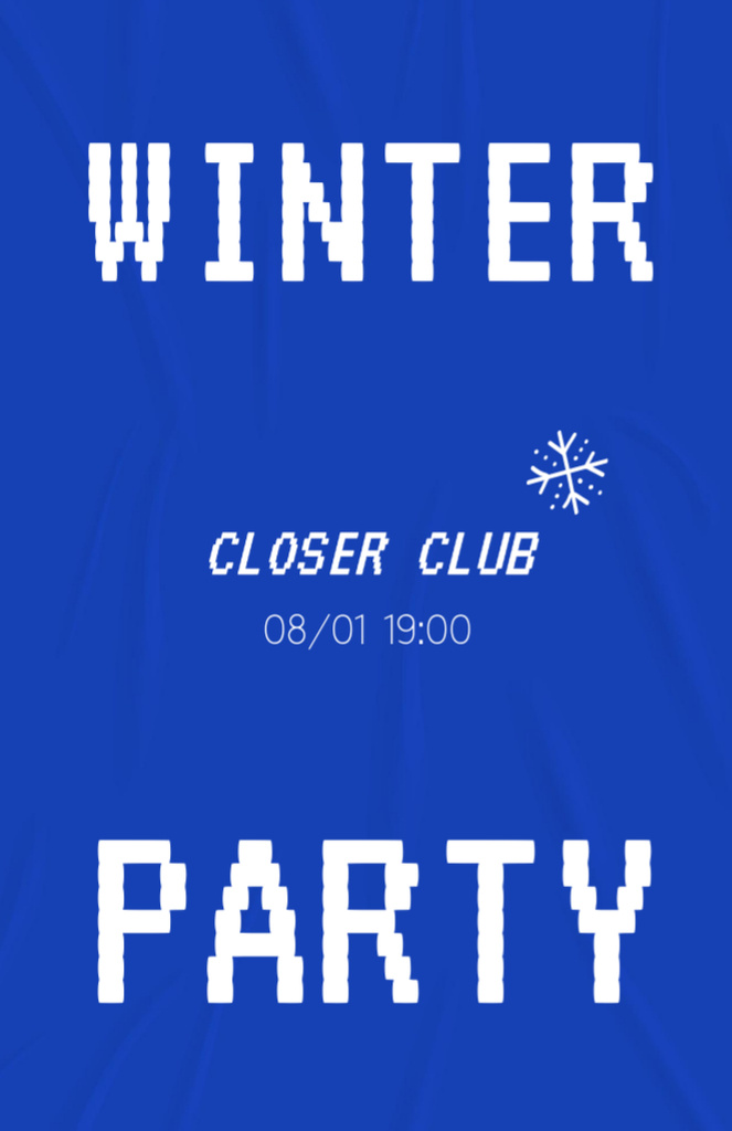 Winter Party Announcement In Minimalist Blue Invitation 5.5x8.5in Šablona návrhu