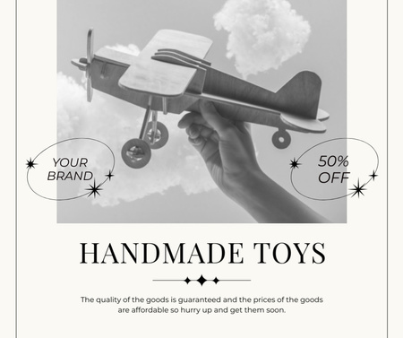 Black and White Photo of Handmade Airplane Facebook Design Template