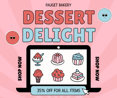 Designvorlage Online-Bestellung köstlicher Desserts für Facebook
