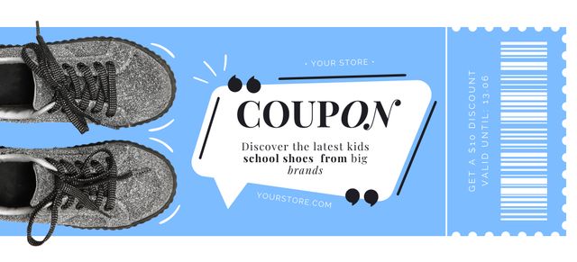 Back to School Sale Announcement on Blue Coupon 3.75x8.25in tervezősablon
